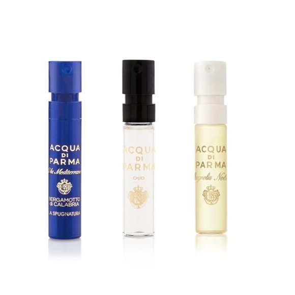 Acqua di Parma Sample Set - 3pc, Magnolia Nobile, Oud, Blue Mediterraneo, NEW - Picture 3 of 12